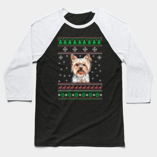 Cute Yorkshire Terrier Dog Lover Ugly Christmas Sweater For Women And Men Funny Gifts Baseball T-Shirt